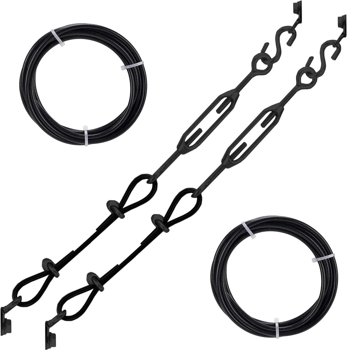 SnelShoppen - 2X Duurzame Anti-Sag Poortkit voor Houten Hek, Stevige Ondersteuningskabel, Roestvrij Staal, Reparatieset voor Buitendeur, 9ft Staal Kab