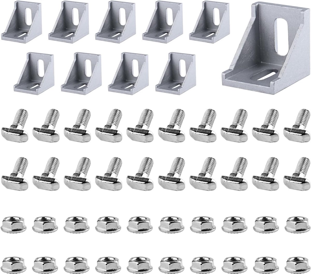 10 pieces of 90° aluminum corner joints for 40x40 profiles - Suitable for support structures, 3D printers, CNC - ShopVlot