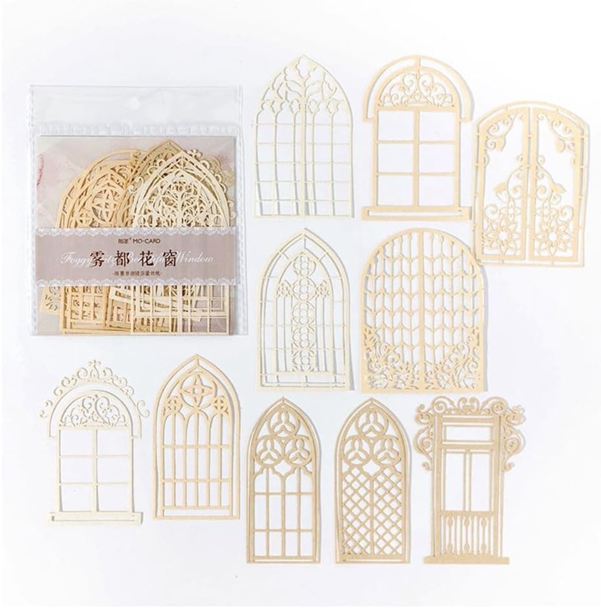 2 Stuks Decoratieve Papieren Scrapbook-Accessoires met Vlinder, Raam, Spiege