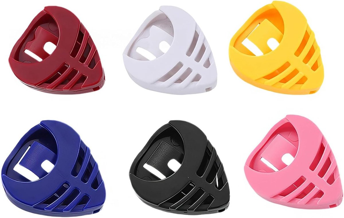 Pickhouder set van 6 - kunststof - met kleefrug en veer - handige pickplaatsing voor gitaar - ShopVlot