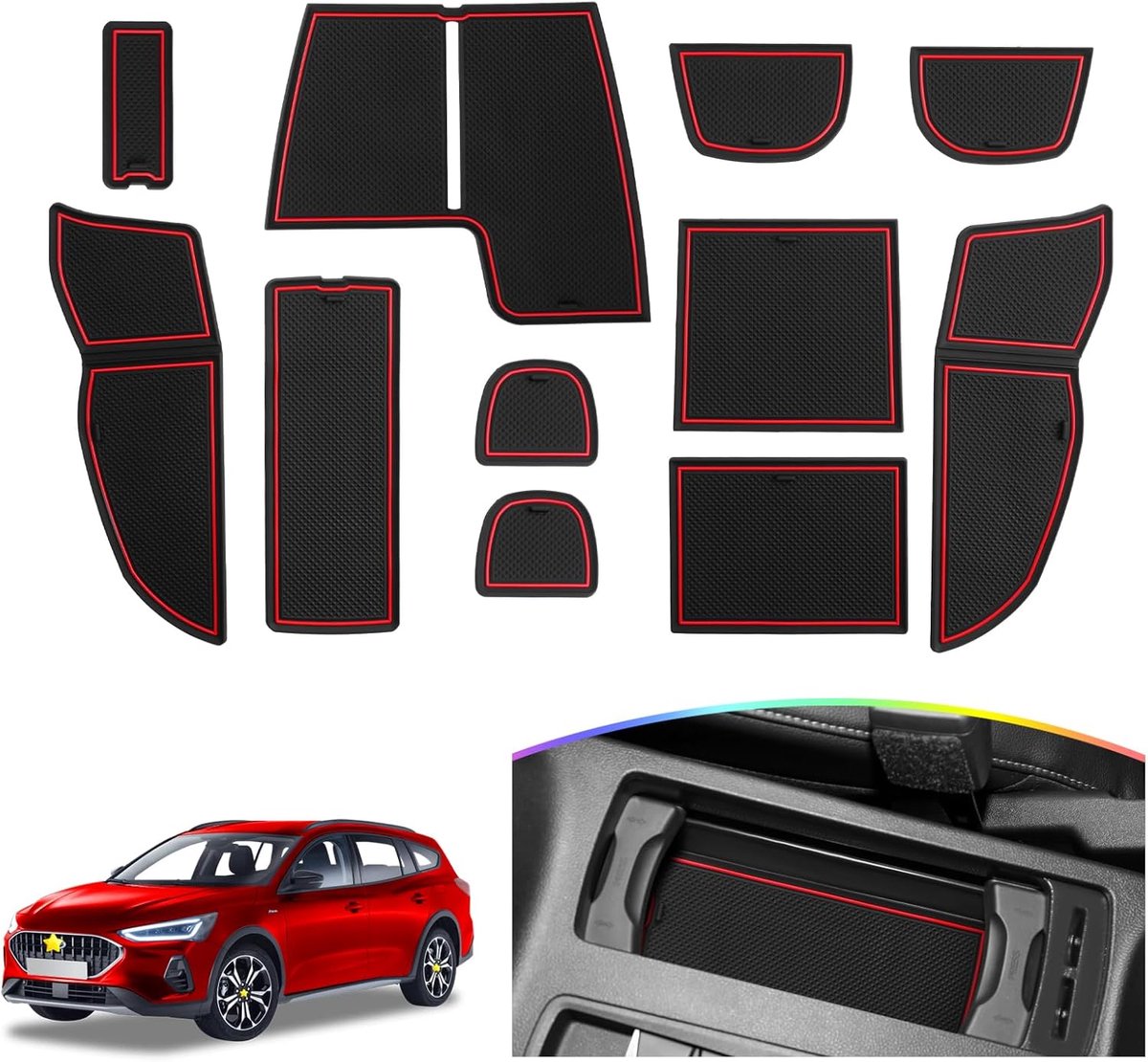 SKTU Anti-slip Mats, Compatible with 2022-2023, 2024, Rubber Mats, Door Slot Mat (Red) - ShopVlot