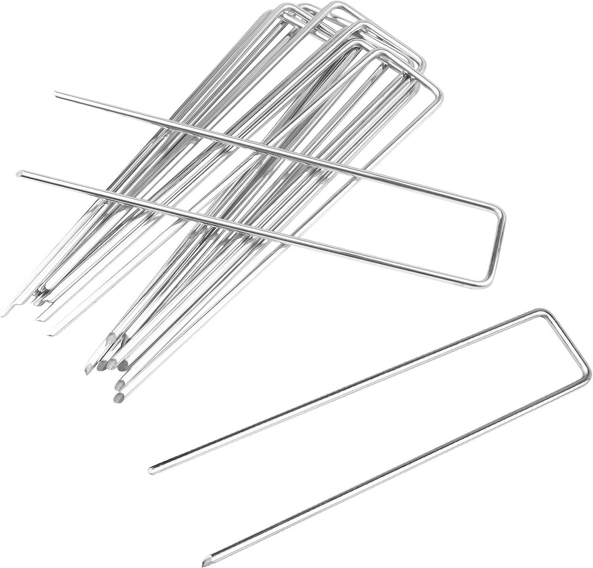SnelShoppen - 30 Stuks 15 cm Gegalvaniseerde Stalen Grondpennen voor Onkruidnet Kunstgras Tent Membrane Tuinaccessoires