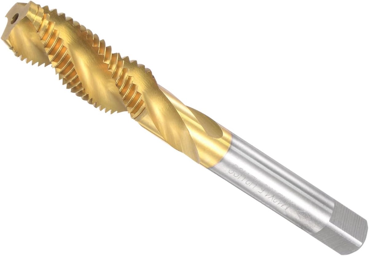 Spiral Flute Thread Tap, M12 x 1.5 Thread Size 3 Flutes, High Speed Steel Tapping Tools - ShopVlot