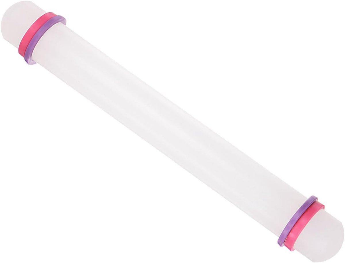 SnelShoppen - Fondant Rolling Pin 22,5cm - Kookgerei voor Bakken, Fondant, Deeg - Met Niet-Plakkende Gidsringen - Perfect voor DIY Projecten en Kerami
