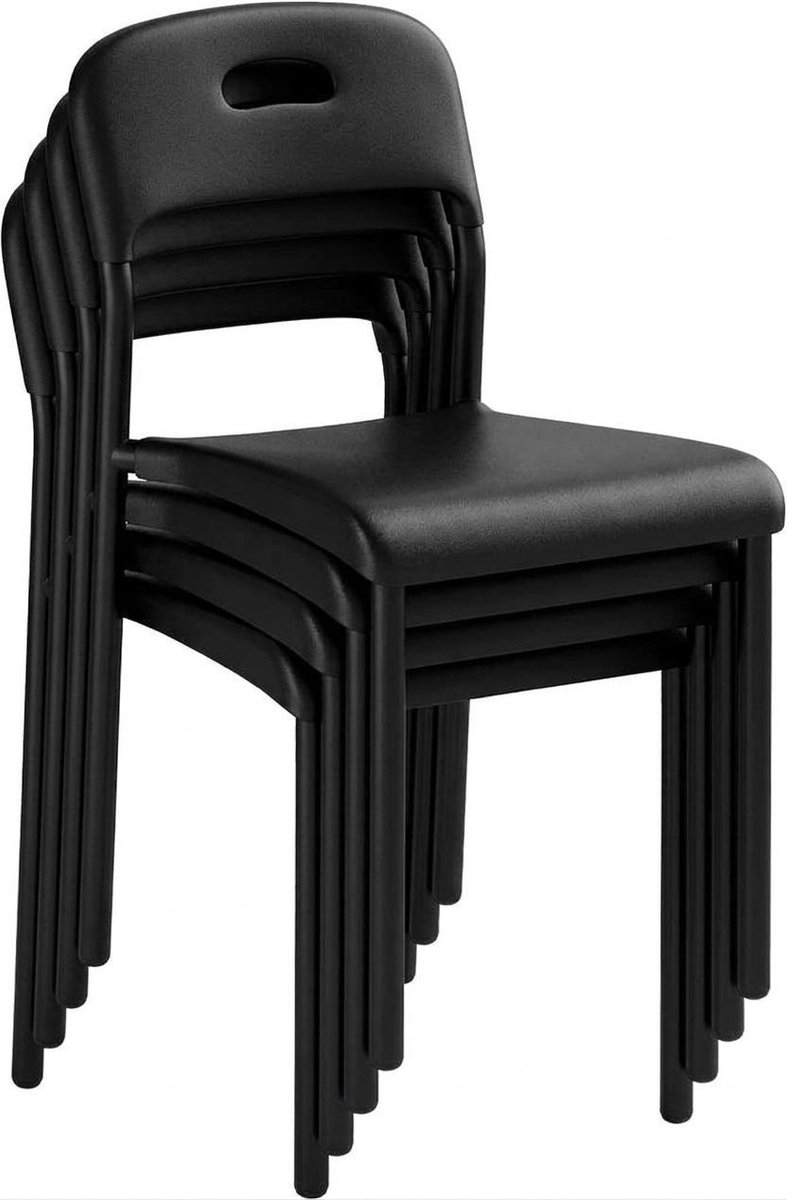 Stapelbare eetkamerstoelen, moderne kunststof eetkamerstoelset – metalen poten – waterbestendig en vlekvast – eenvoudige montage – geschikt voor binnen en buiten – set van 4 stuks