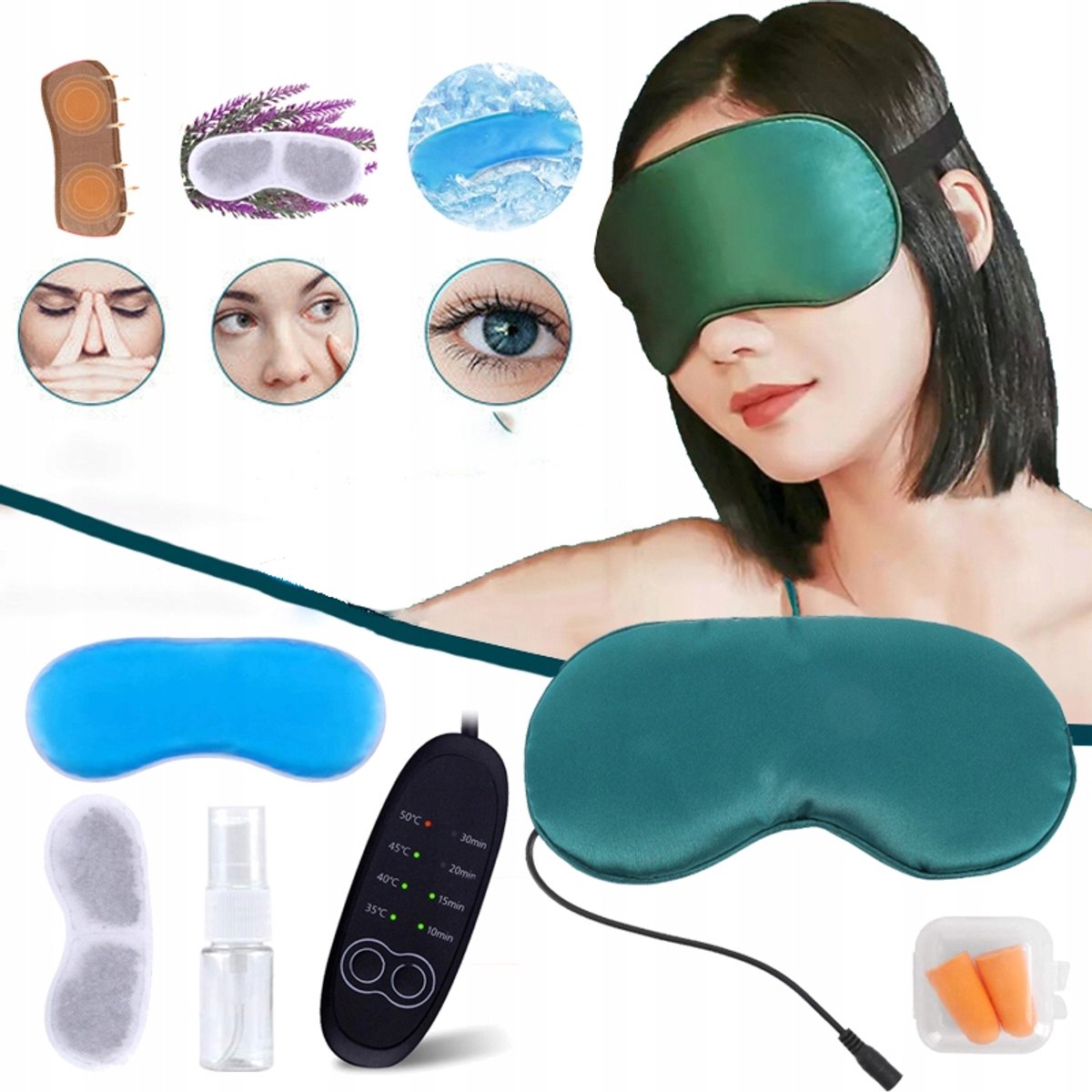 2-in-1 Oogmasker Met Warmte- En Koudetherapie Lavendelgeur En USB-Voeding - Instelbare Temperatuur En Timer Oplaadbaar Wasbaar Ademend - Verlicht Vermoeide Ogen En Hoofdpijn
