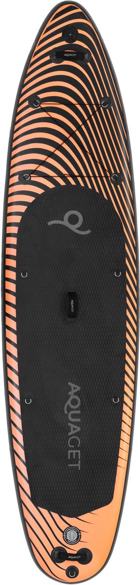 Aquaget® SUP Board - Opblaasbaar Paddle Board - Met Tas - Met Zitje -Inclusief Accessoires - Complete Set - Max. 220KG - 350x83,5cm - Zwart/Oranje – foto 8