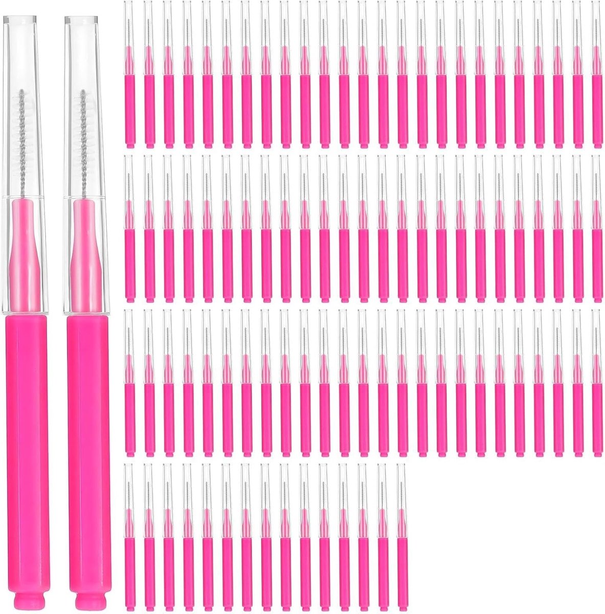 SnelShoppen - 100 Stuks Micro Eyebrow Brush met Kap - Hoge Kwaliteit Lamineringsborstel voor Wenkbrauwen en Wimpers - Perfect voor Schoonheidssalon en