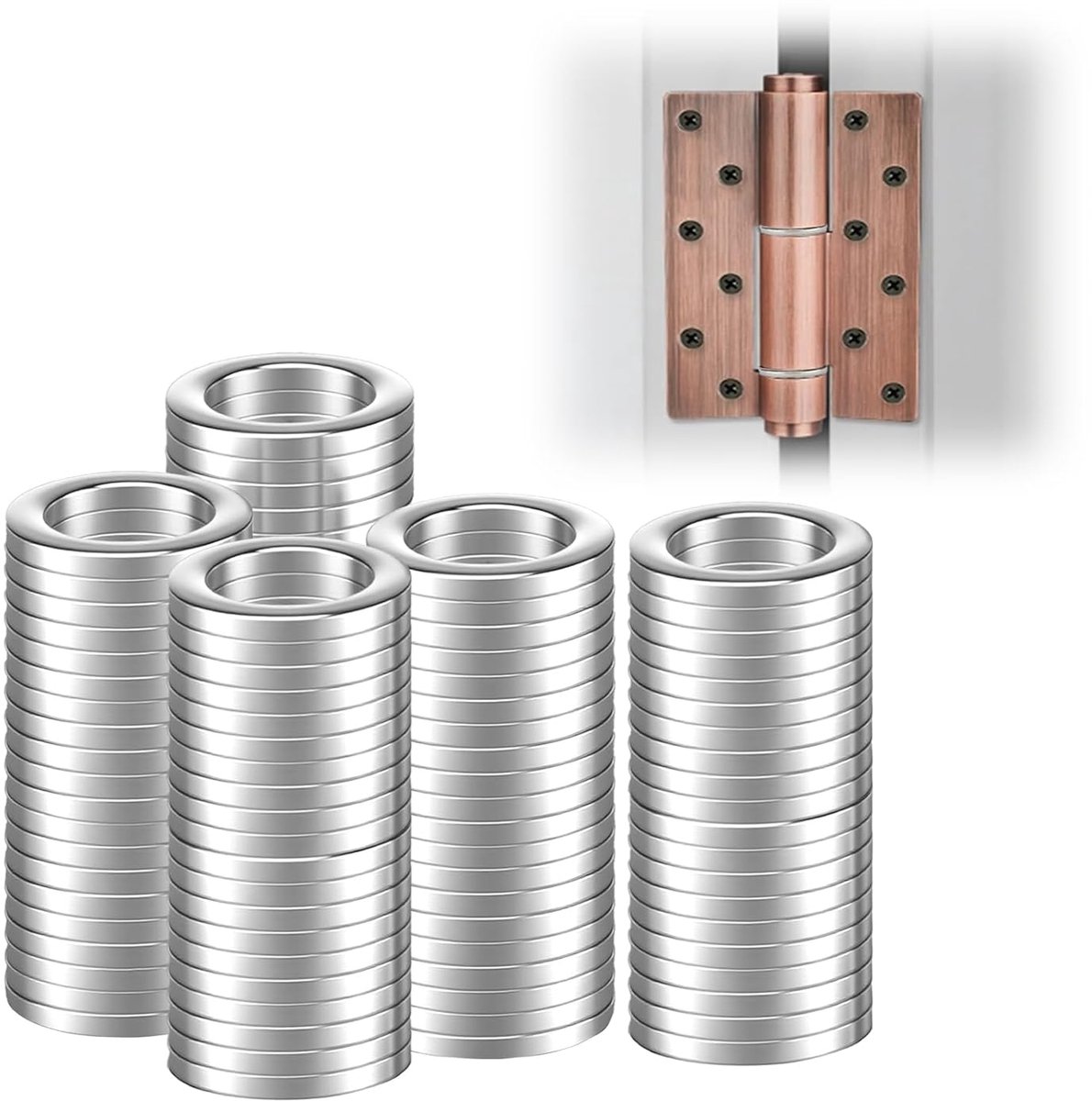 SnelShoppen - Rvs Deur Scharnier Ring 8mm x 12mm x 1.5mm - 100 Stuks Metalen Washers Voor Deurafstellingen - Roestvrij Staal