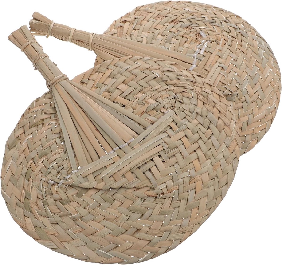 SnelShoppen - Handgemaakte Grote Handgeweven Stro Fans Lichtgewicht Draagbare Zomer Ventilator voor Koeling en Decoratie, Natuurlijke Ambachtelijke Fa