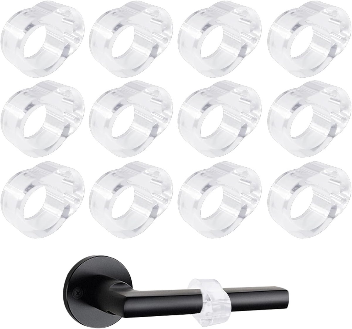 SnelShoppen - Set van 12 Deurklink Buffers, Ø18mm Deurstoppers, Elastische Dempers voor Wandbescherming, Deurklink Bescherming, Geschikt voor Ø17mm-Ø2