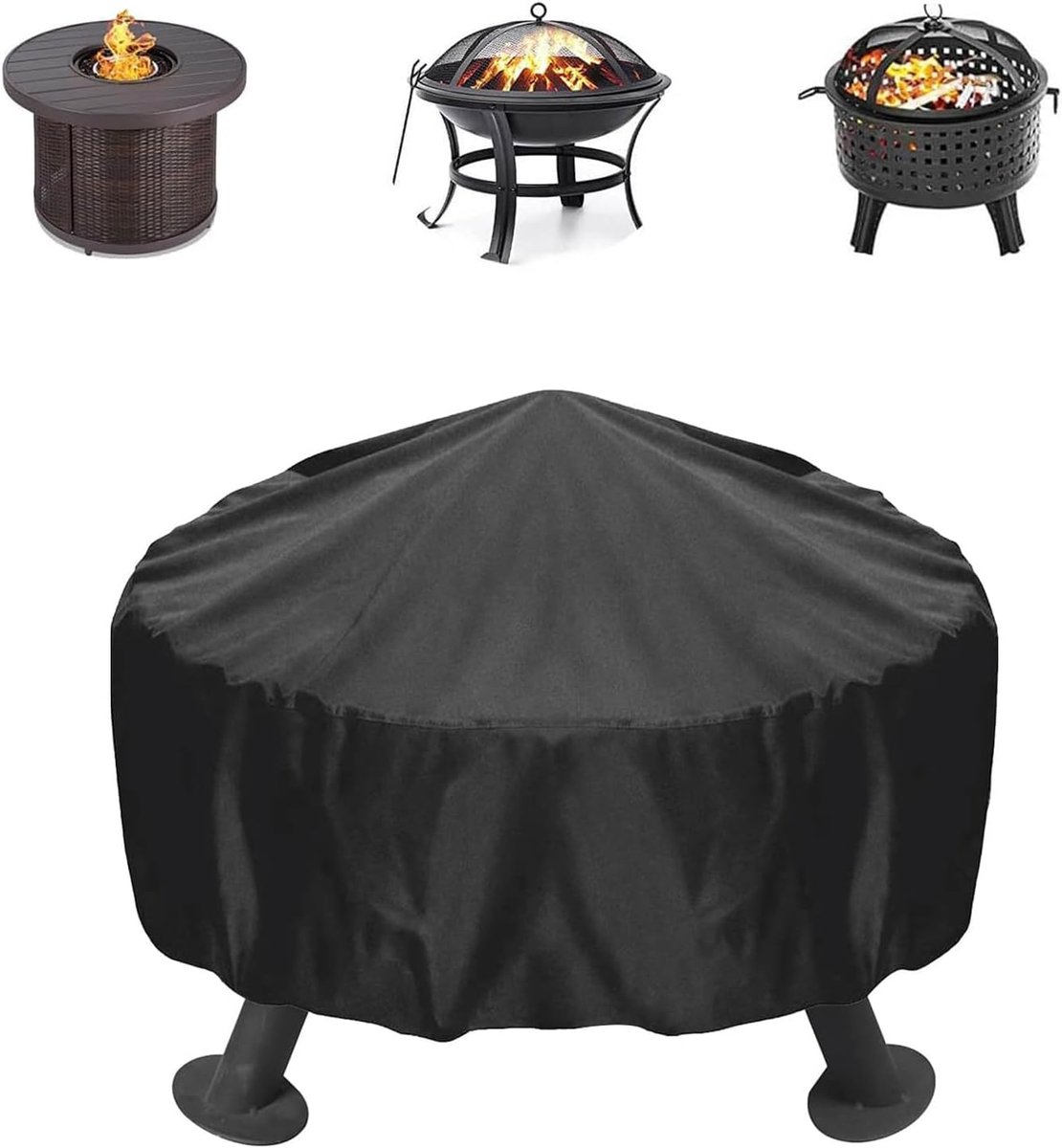 SnelShoppen - 44 Inch Grill Cover Rondvormige Oxford Waterdichte BBQ Hoes met Trekkoord voor Buiten Grill Tuin Patio Houtskool Barbecues