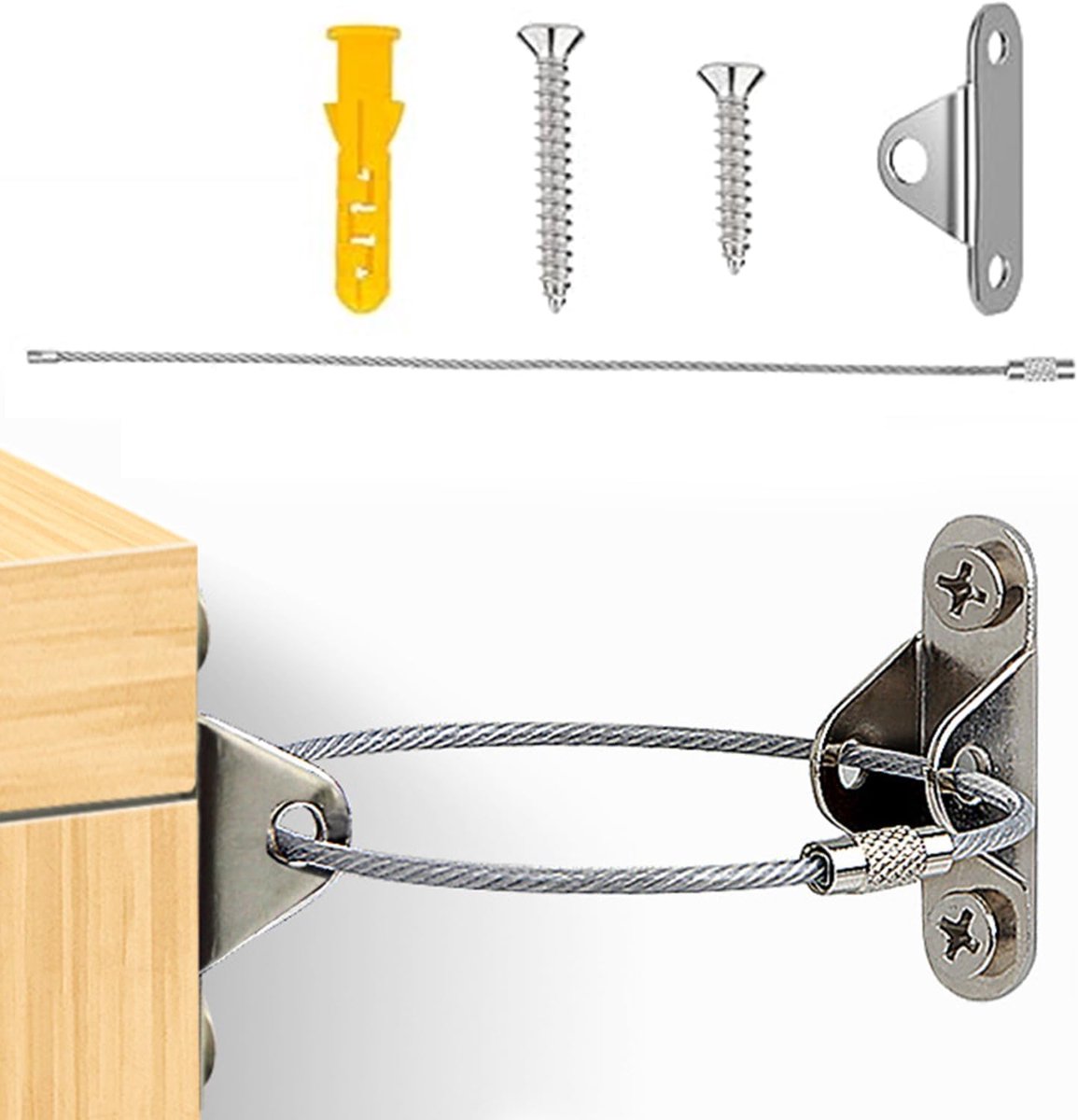 Anti-tipsysteem voor meubels - 12 sets - RVS en nylon - Bescherming tegen omvallen - ShopVlot