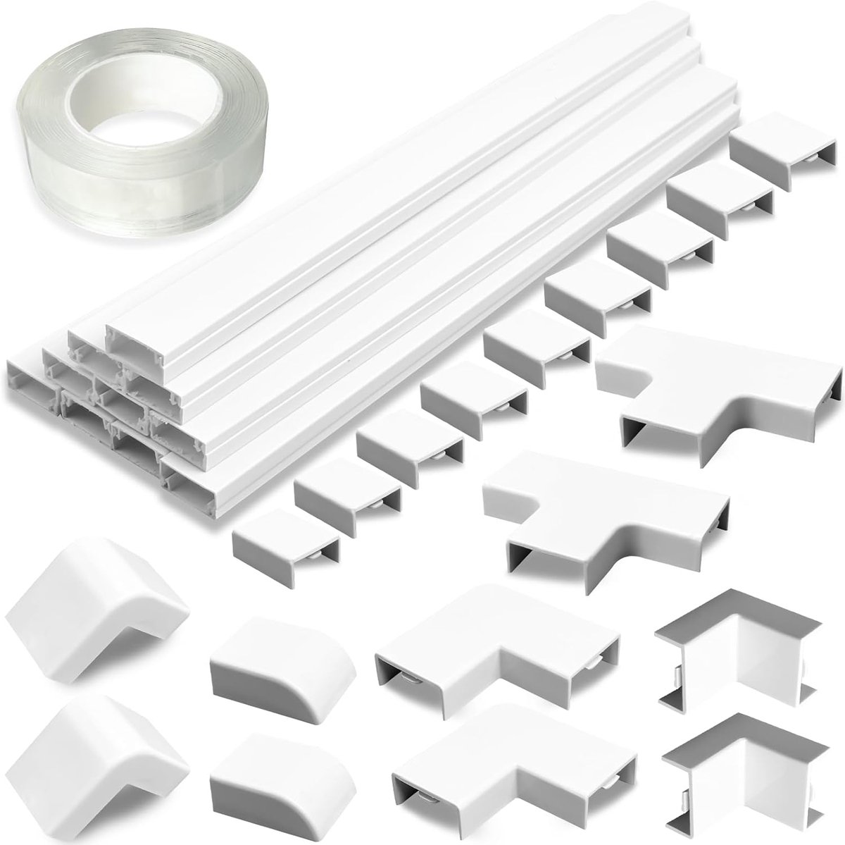 SnelShoppen - 3M Kabelgoot 20 x 10 mm Zelfklevende Kabelsleuf voor Elektrische Kabels, Kabelbeheer voor het Verbergen van TV-kabels, Wit (met Aansluit