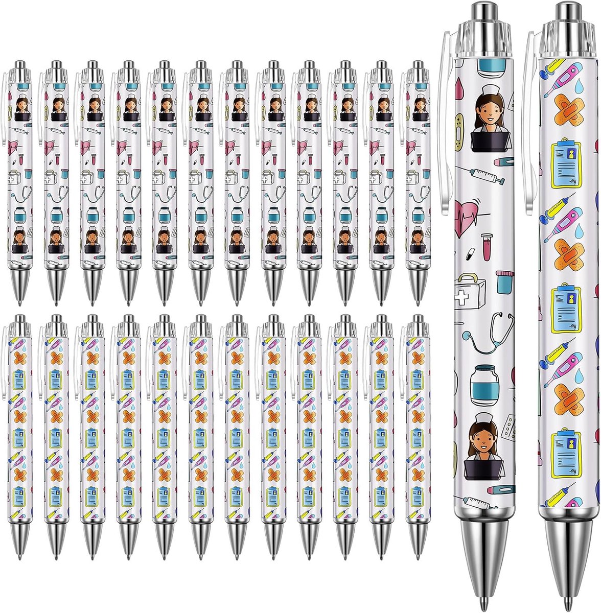 SnelShoppen - 12 Balpen Verpleegkundige Schattige Uittrekbare Verpleegster Pennen Cartoon Dokter Pen Verpleegkundige Accessoires Grappige Verpleegkund