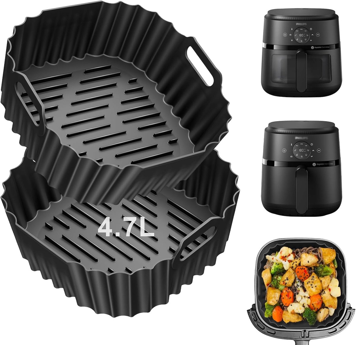 SnelShoppen Air Fryer Silicone Mold HD9270 (NA229 Vorm) 2 Stuks Herbruikbare Bakvormen voor Cosori Airfryer 4.7 l 5.5 l BPA-vrij Vaatwasserbeste