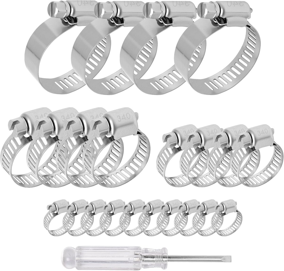 Slangklemmen set 22 stuks 6-38mm - RVS verstelbaar - duurzaam en roestvrij - ideaal voor leidingen - ShopVlot