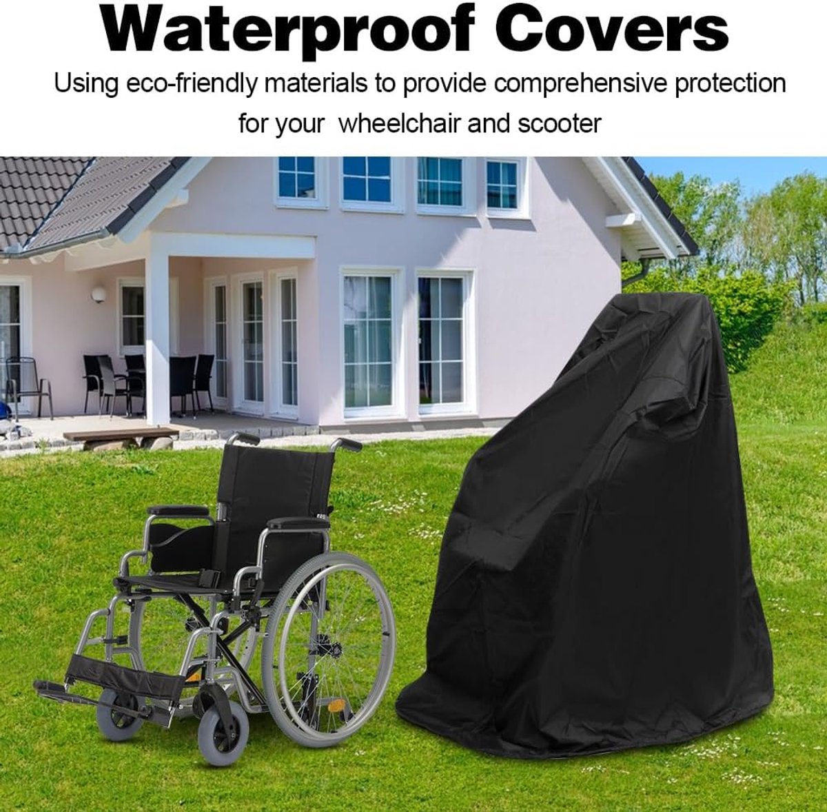 SnelShoppen - Rolhoes Waterdicht 100 x 75 x 100 cm voor Mobiliteitsscooters - 210D Oxford Winddichte Afdekking - Opvouwbare Regenbestendige Hoes voor