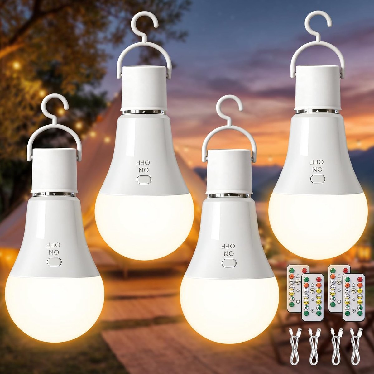 Oplaadbare lamp E27 - dimbaar met afstandsbediening - 3 kleuren - ideaal voor overal zonder elektriciteit - ShopVlot