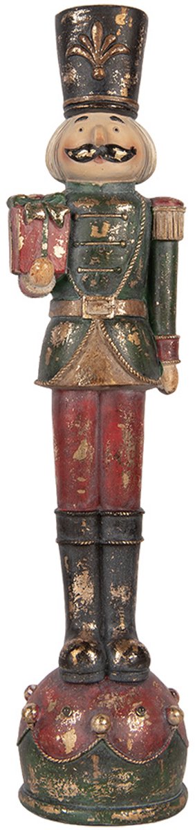 Clayre & Eef Kerstdecoratie Beeld Notenkraker 12x11x47 cm Rood Kunststof