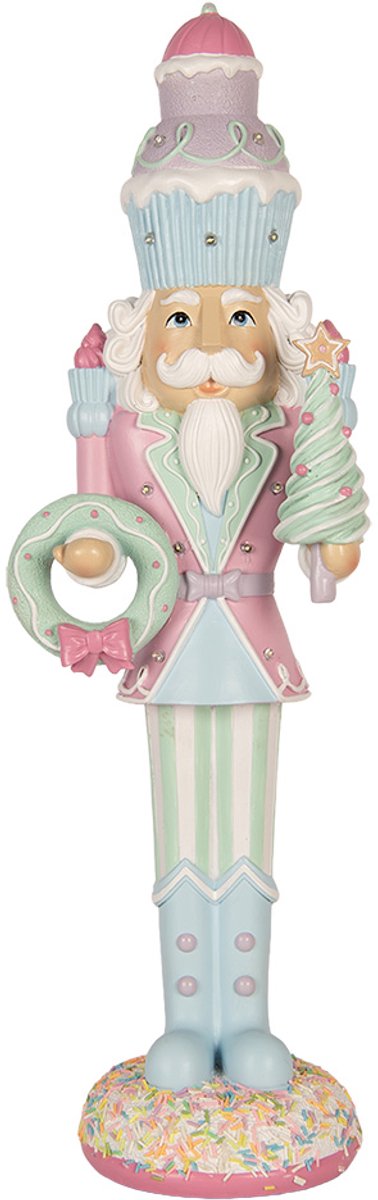 Clayre & Eef Kerstdecoratie met LED-verlichting Notenkraker 19x16x61 cm Roze Kunststof