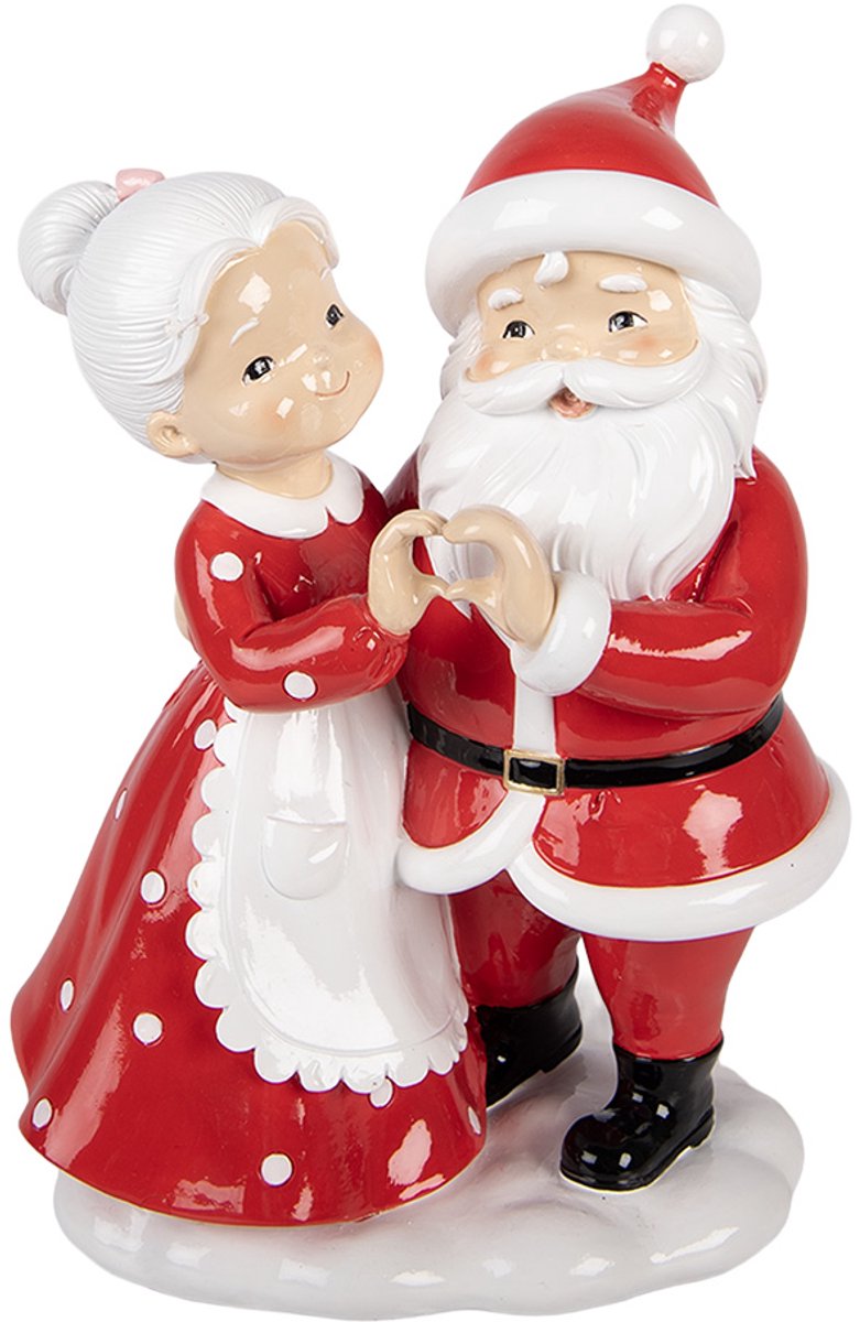 Clayre & Eef Kerstdecoratie Beeld Kerstman 16x10x23 cm Rood Kunststof