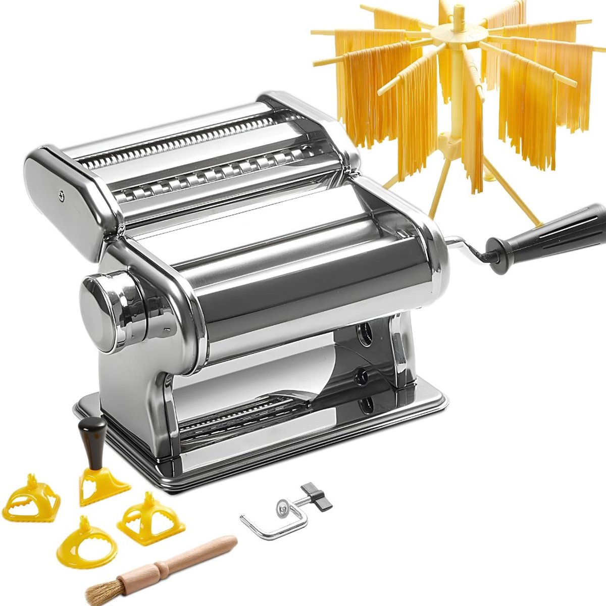 SP® Pasta Machine - Pasta Machine - Pasta Maker - Zilver - 13cm x 20cm x 16cm