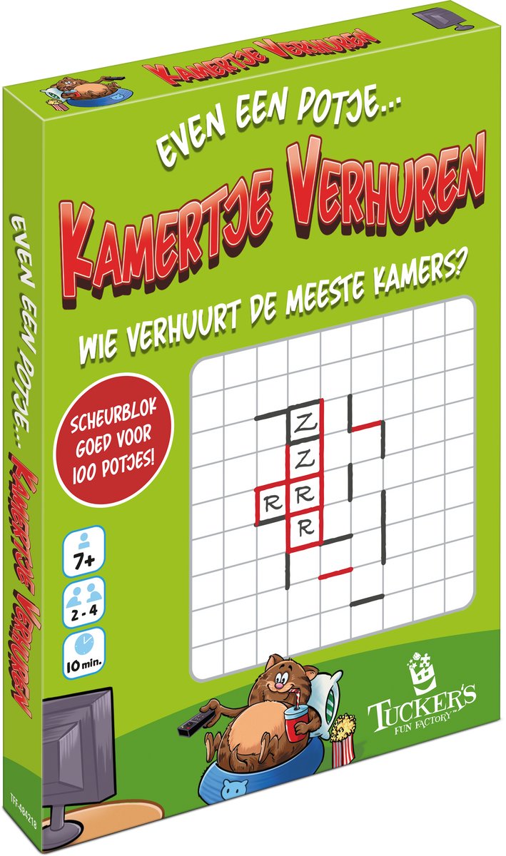 Tucker's Fun Factory gezelschapsspel Kamertje Verhuren voor kinderen.