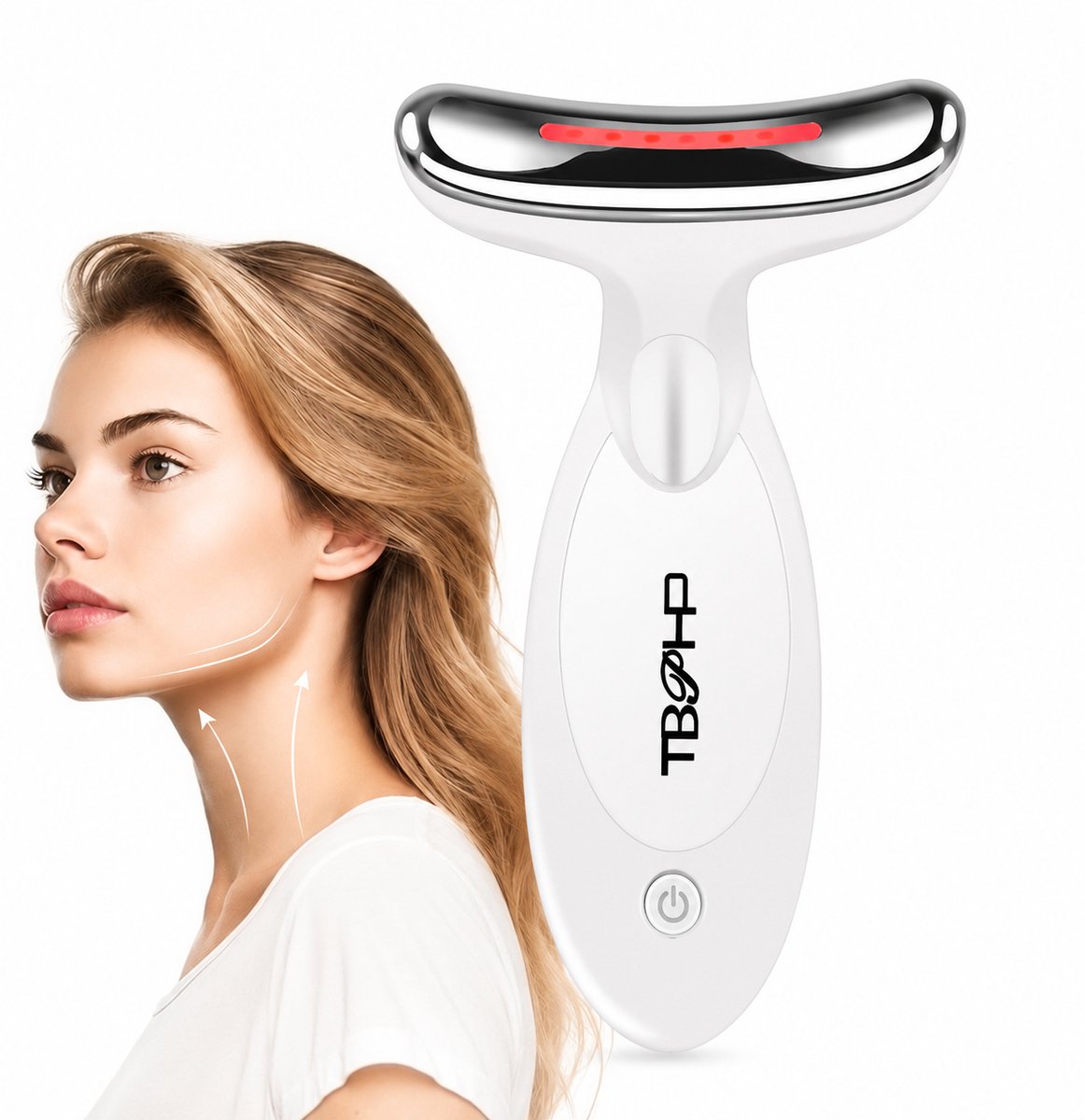 Gezichtsmassageapparaat tegen rimpels met 3 standen, 45 °C V-vormig schoonheidsapparaat voor huidversteviging, lifting en gezichtsmassage, elektrisch gua sha-apparaat met USB-oplaadfunctie voor dames en heren (wit)