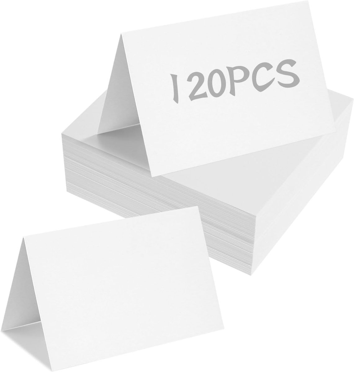 120 stuks blanco tafelkaarten, 9 x 10 cm, wit, plaatskaarten van kraftpapier, onbedrukte naamkaarten om zelf te beschrijven, voor bruiloft, verjaardag, communie, doop