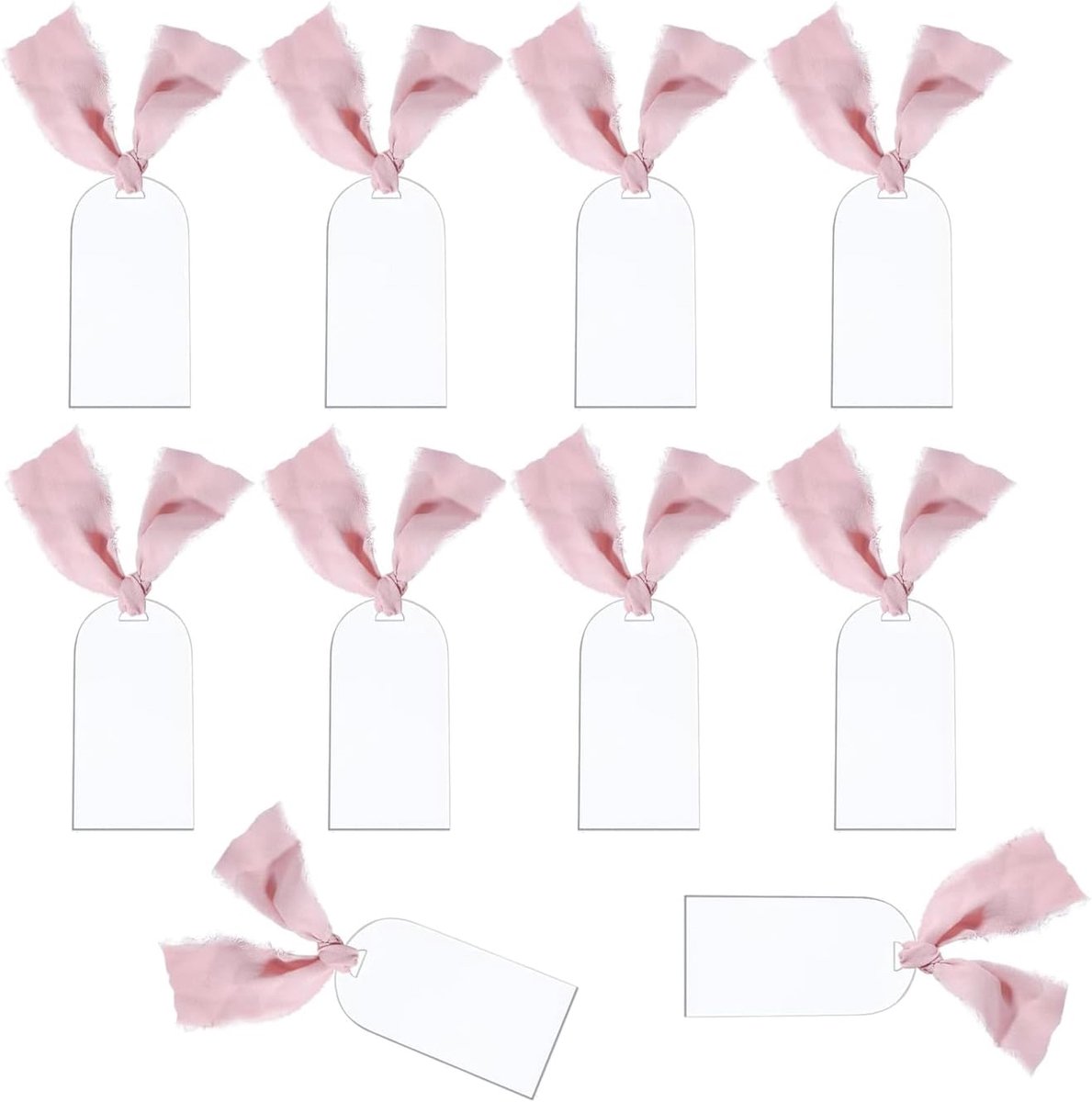 10 stuks doorzichtige acryl plaatskaarten met lint blanks cadeaulabels gastnaamkaarten tafelinstelling gereserveerde borden doe-het-zelf opknoping bord decor voor bruiloft diner feest