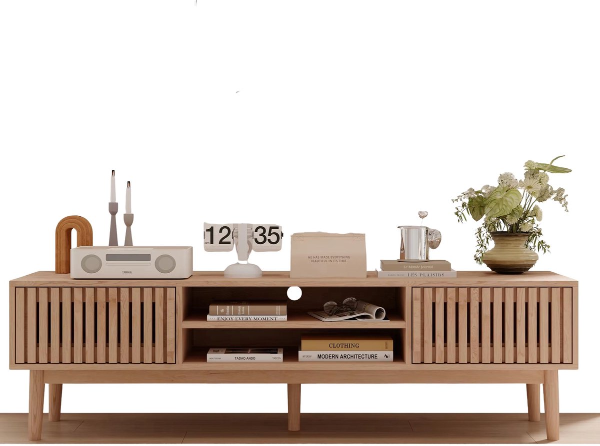 Salontafel 100 X 50 X 43 Cm Houtkleur - met Lades, Open Planken - voor Woonkamer