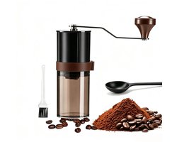 KZQ handmatige koffiemolen - Keramische maalsteen, instelbare maalgraad - Lichtgewicht en draagbaar, compact - Geschikt voor espresso, French press, kamperen en reizen - Capaciteit: 30 g - Bruin - Inclusief schoonmaakborstel en koffieschepje
