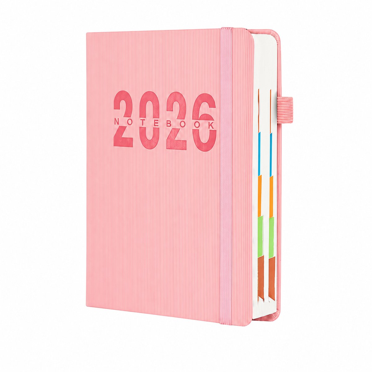 Bobypet A5 Agenda 2026 - Planner en Dagboek met Weekoverzicht - 100 GSM Papier Hardcover Lederen Jaaragenda met Elastische Sluiting - roze