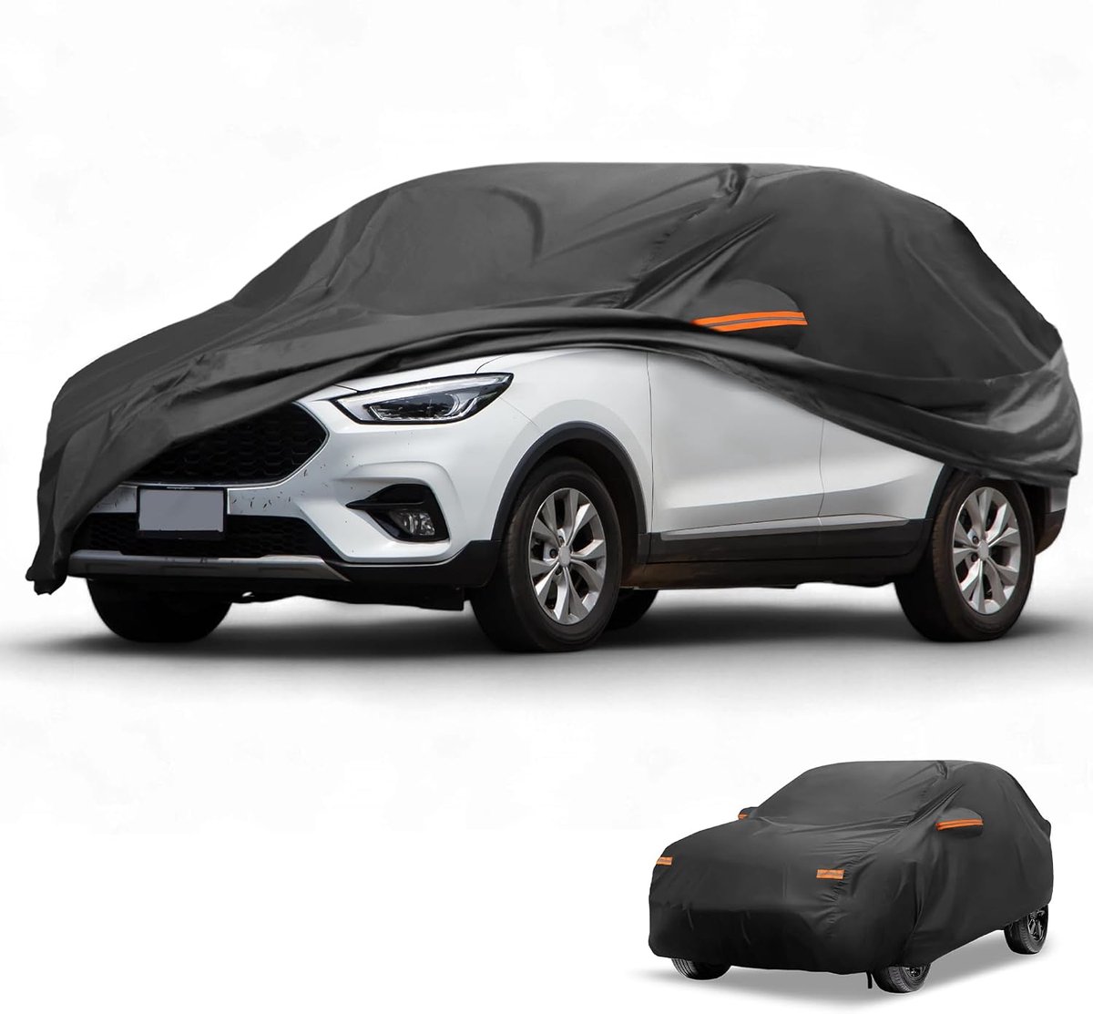 SnelShoppen - Waterdichte Autohoes voor MG ZS 2017-2023 - Volledige Buitenhoes met Reflecterende Strips - Bescherming tegen Zon en Regen - 210D-PU Zwa