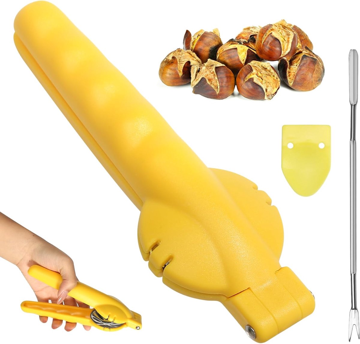 Chestnut Cutter, Chestnut Pin Chestnut Pin with Stainless Steel Fork, Chestnut Opener for Walnuts, Chestnuts, Nuts - ShopVlot