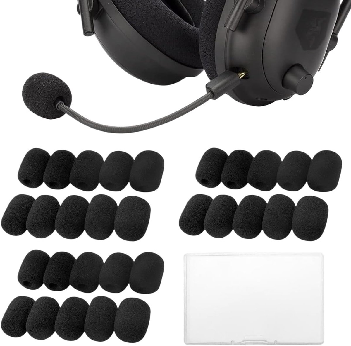 SnelShoppen - 30 Stuks Zwarte Sponge Microfoon Covers - Winddicht, Hoge Dichtheid Schuim, 30mm Lang, Voor Professioneel Gebruik, Ideaal voor Feesten e