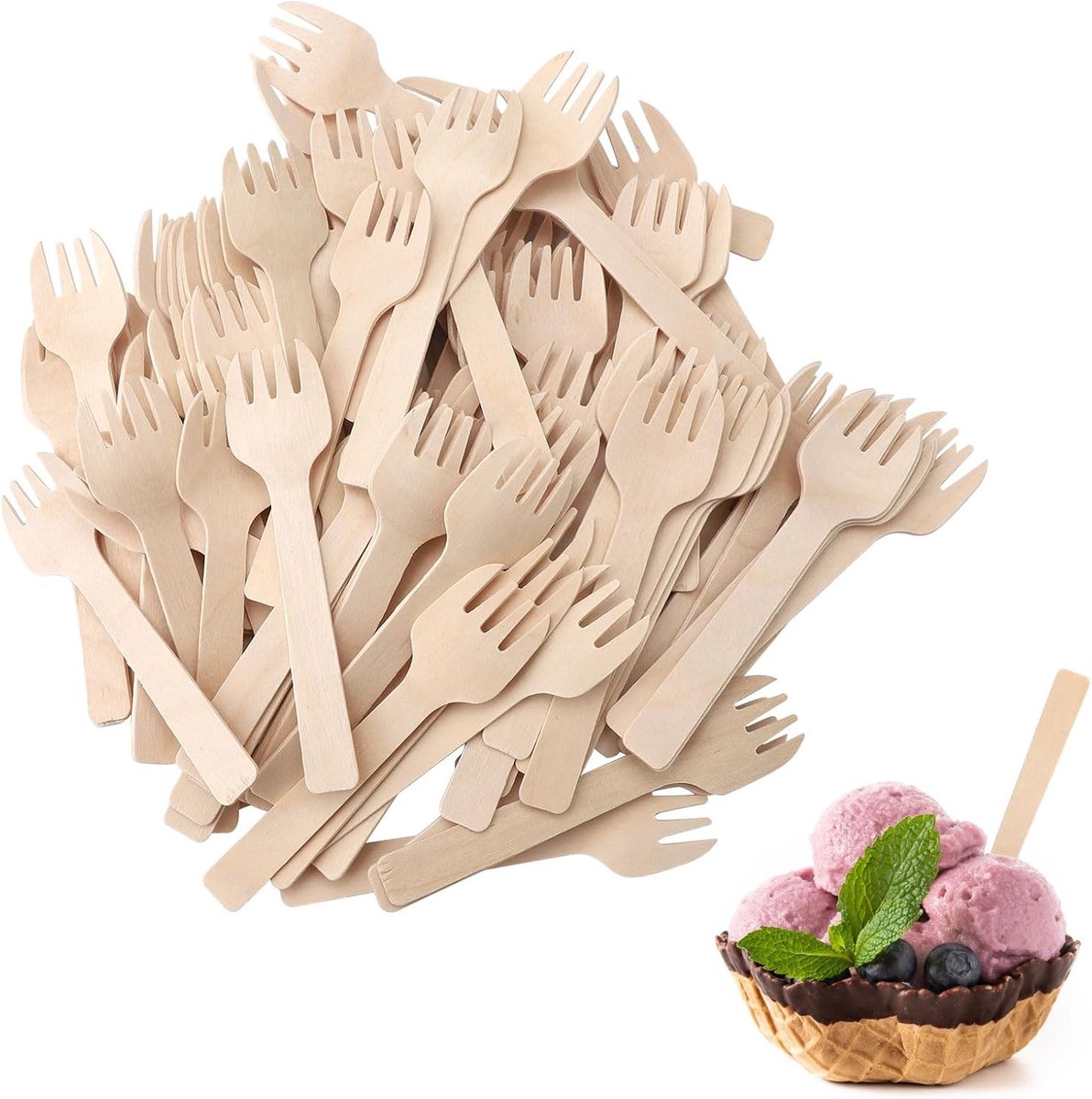 Houten vorken 300 stuks - Wegwerp bestek 10 cm - Ideaal voor feest en picknick - Comfortabel en praktisch - ShopVlot