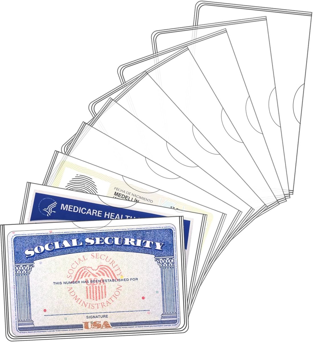SnelShoppen - 10 Stuks Plastic Creditcardhouder Beschermhoes - Social Security en Medicare Kaartbeschermer - Duidelijk PVC Waterdicht - ID en Debetkaa