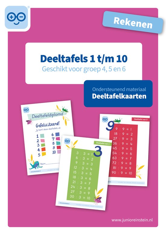 Deeltafelkaarten 1 t/m 10 rekenen geschikt voor groep 4, 5 e ... - cover
