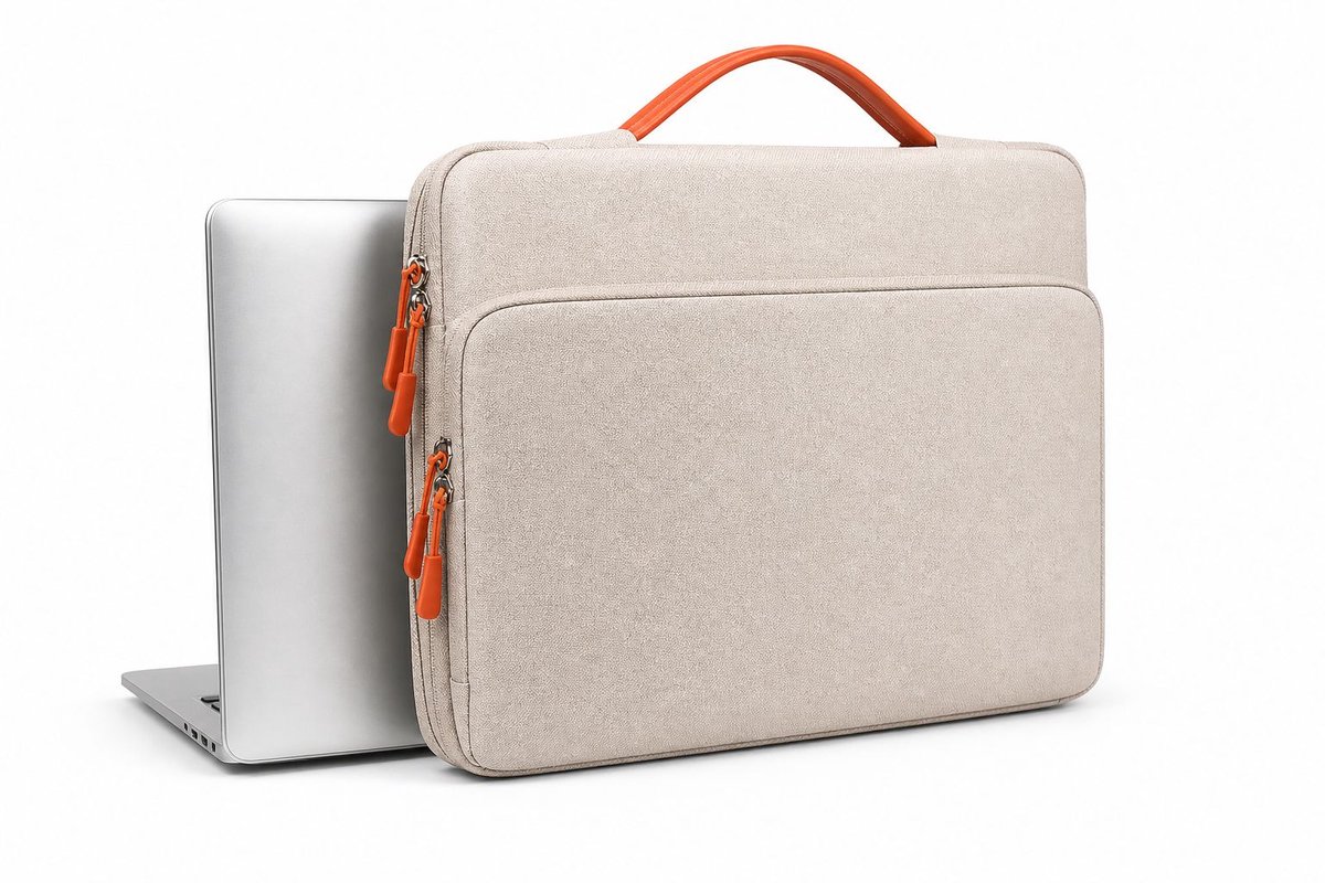 VHV-Laptophoes - Stijlvolle en Duurzame 15.7 Inch Laptop Tas en Sleeve met Grote Capaciteit en Zachte Binnenvoering voor Werk, School en Reizen - Kaki