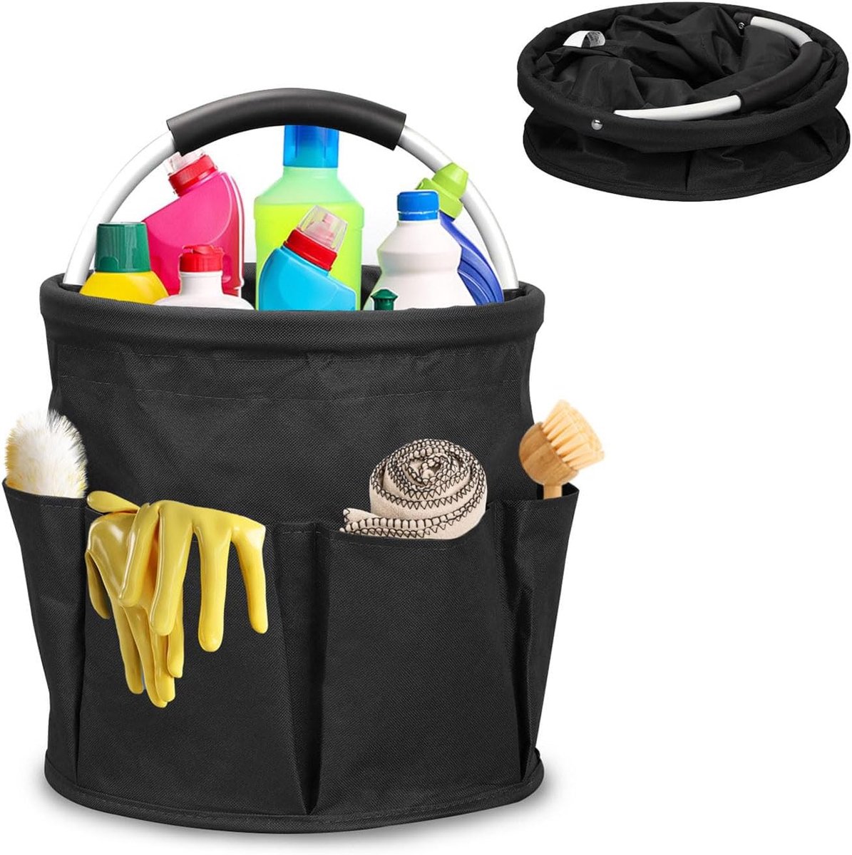 Schoonmaakmand met handvat - 6 vakken - opvouwbaar - ideaal voor schoonmaakwerkzaamheden - ShopVlot