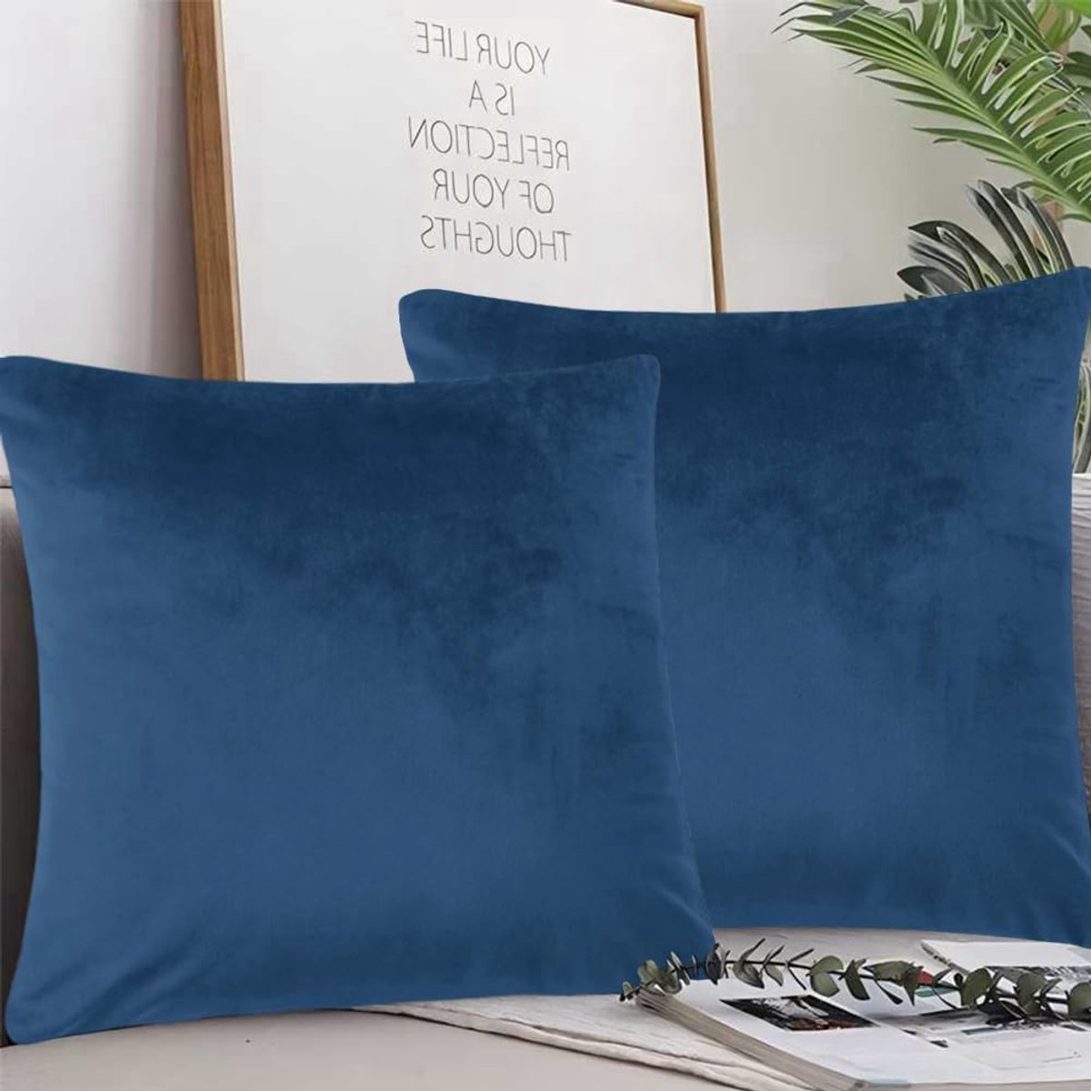 SnelShoppen - Velvet Kussenhoezen Set van 2, 45 x 45 cm, Decoratieve Kussens voor Sofa, Kerstmis, Luxe Hoes met Verborgen Rits, Zacht en Ademend Velve
