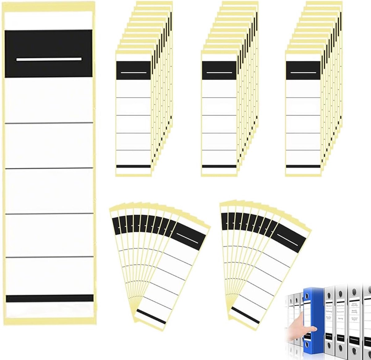 Pack of 50 Adhesive Labels for Folders 5.3 x 19 cm for Folders Narrow for Office, Archive, School and Organization - ShopVlot