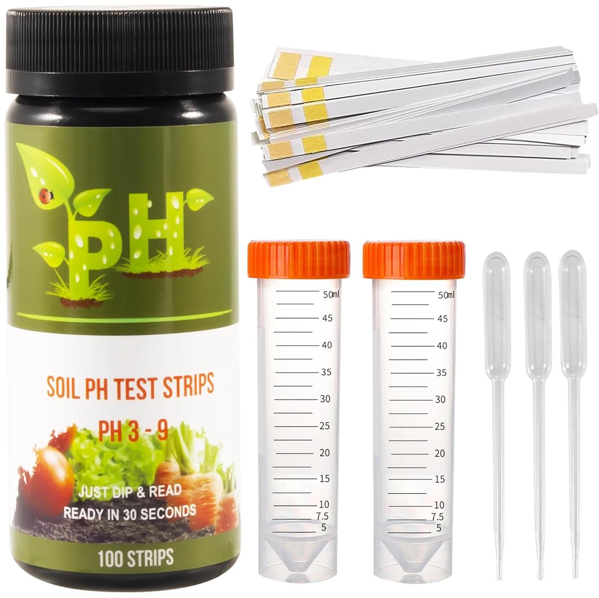 pH teststrips voor grond - set van 100 - meetbereik 3.0 tot 9.0 - eenvoudig te gebruiken voor gezonde planten - SnelShoppen