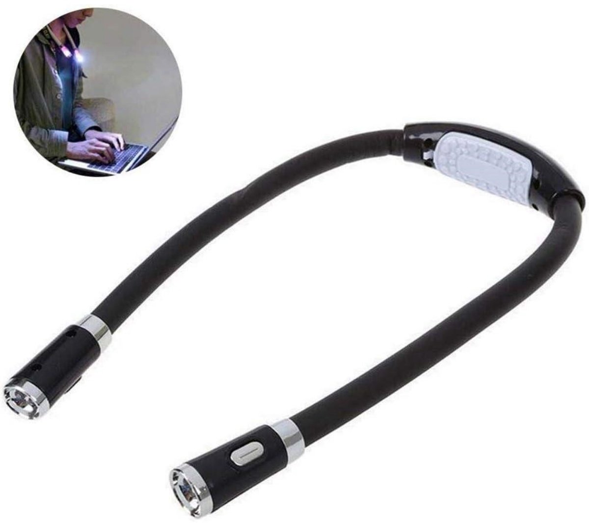 SSTRWGOOD Verstelbare Halsleeslamp - Met 4 LED's - 4 Helderheidsniveaus (1/2/3/4 LEDs) - Geschikt voor Lezen en Studeren - ABS Materiaal - Zacht Silicone Handvat en Neckpad - Vouwbaar en Knikbaar - 25x10cm - Batterijen Niet Inbegrepen