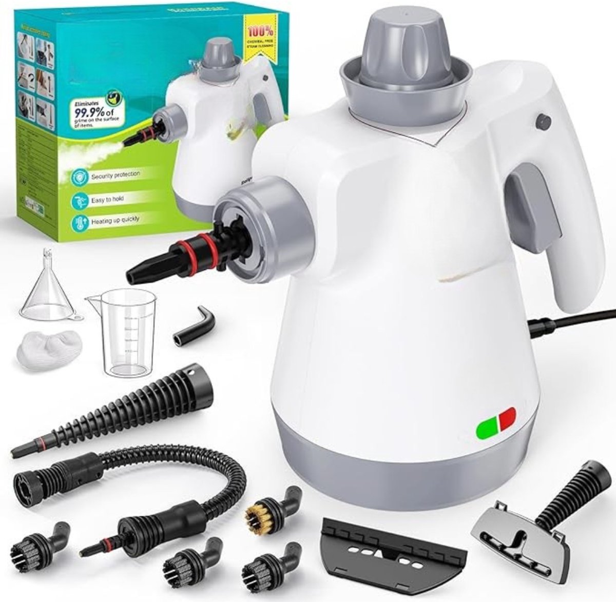 Thuys - Handstoomreiniger 1050W - Draagbare Stoomreiniger met 12 Accessoires - 135°C Hete Stoom - 440 ml Watertank - Chemievrij Reinigen