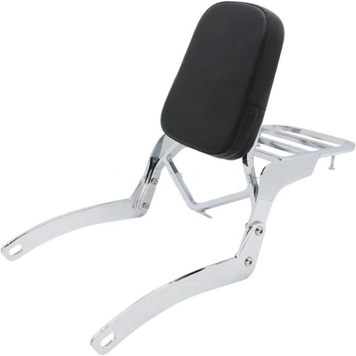 Motorfiets Rugleuning - Passagierskussen Sissy Bar - Comfortabel Rijden - Geïntegreerd Bagagerek - Universele Pasvorm - Zwart
