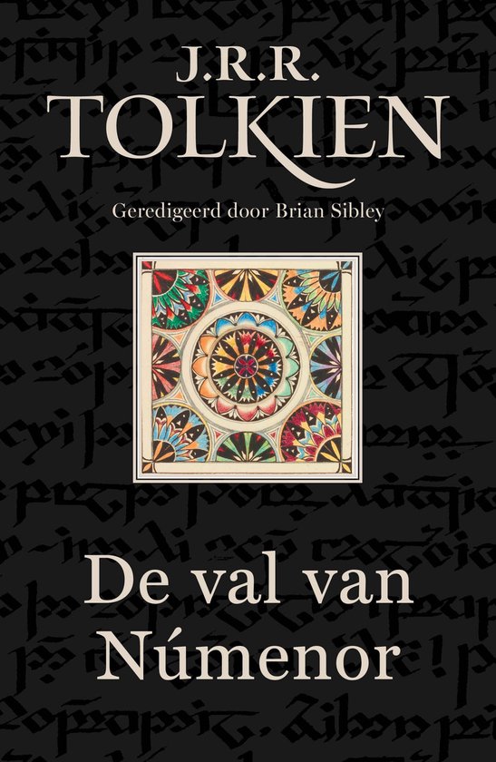Livre 'La Chute de Numénor' de J.R.R. Tolkien avec une illustration géométrique colorée sur la couverture.