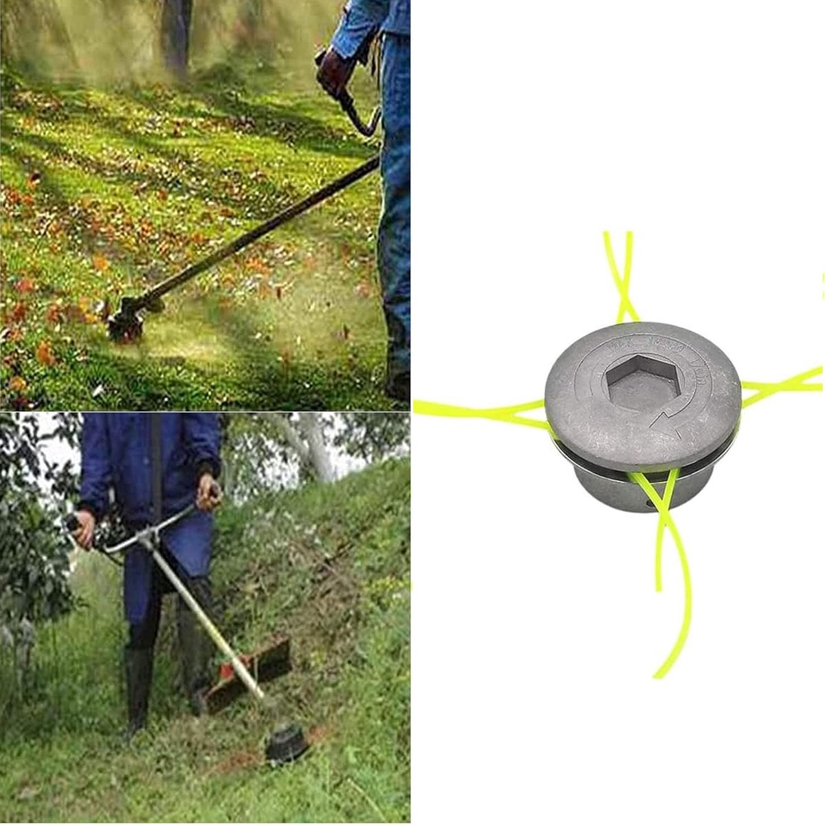 SnelShoppen - 2Pcs Grasmaaier Accessoires, Dubbele Kop Benzine Bosmaaier, Vlakke Messen Met Draad, Vervangspool voor Tuinonderhoud (Zwart) thumbnail 4